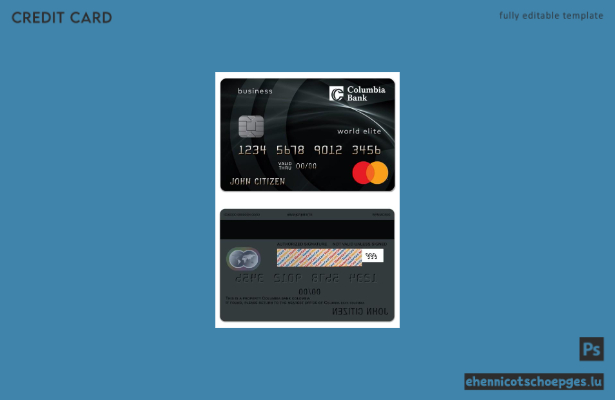 USA Columbia Bank Mastercard Business Platinum Beispielvorschau